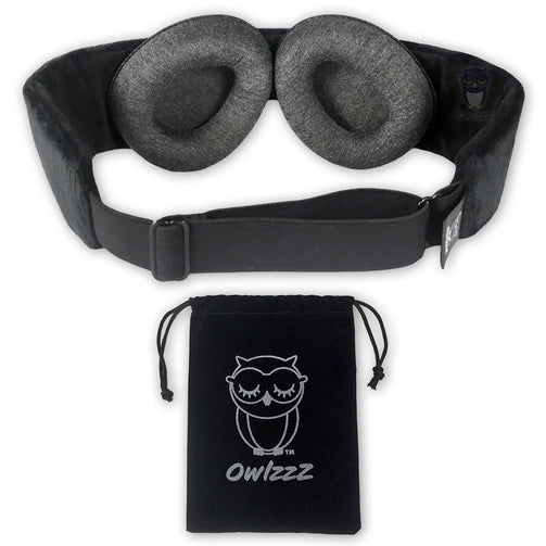 OwlzzZ Blackout Sleep Mask with travel storage pouch.